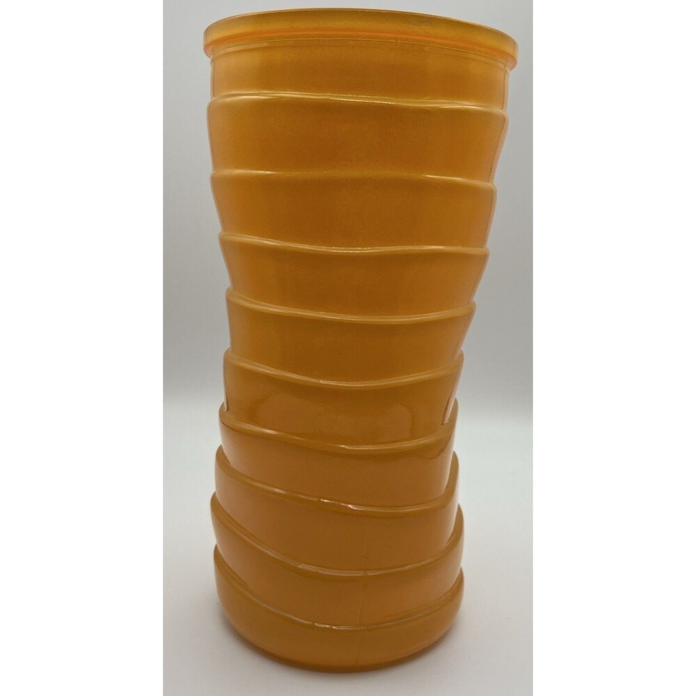 Collectible Vintage Orange Hoosier Ribbed Glass Vase 8 1/2” Tall